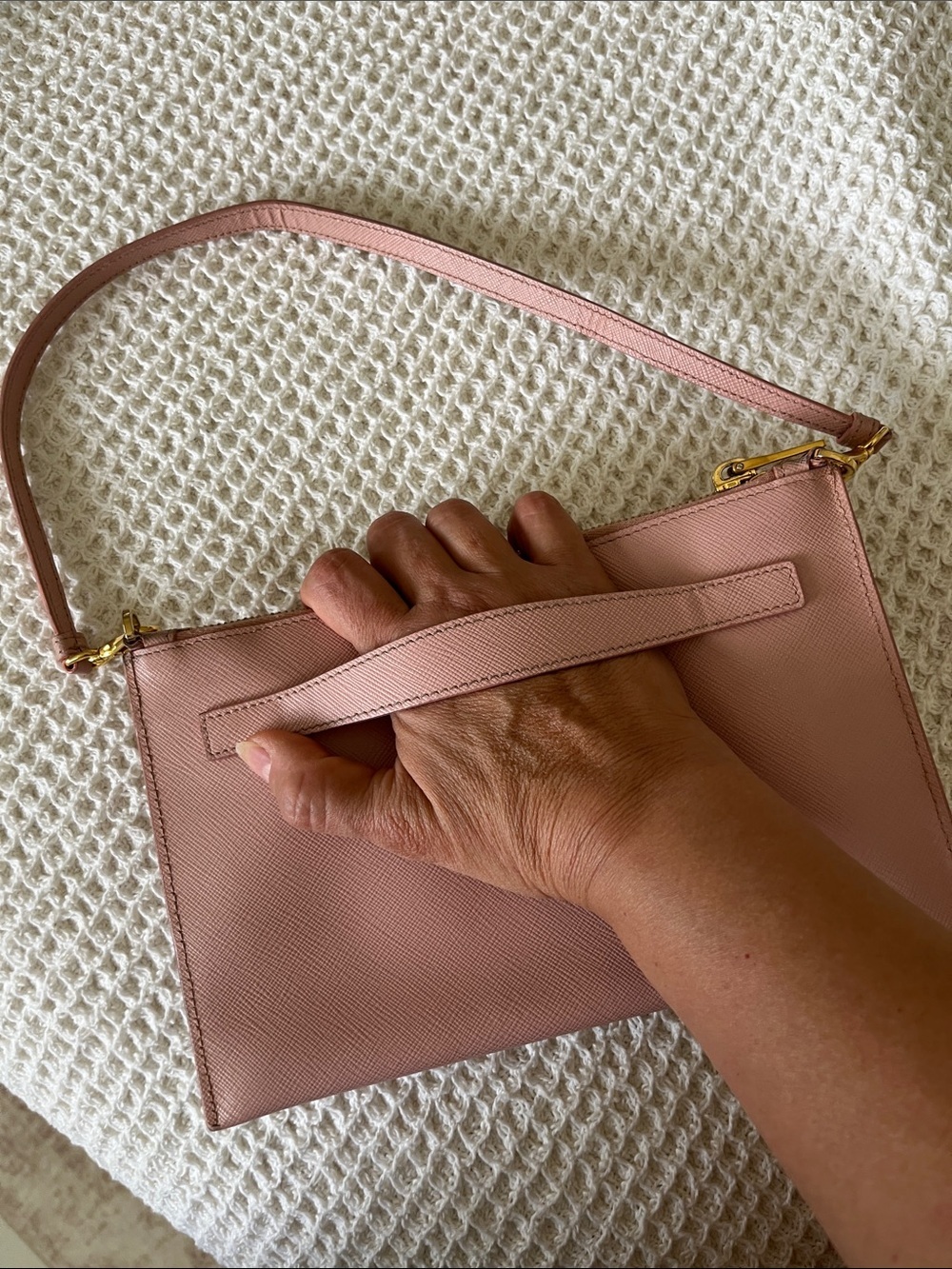 PRADA Rose Saffiano Small Flat Pouch - Picture 5 of 9